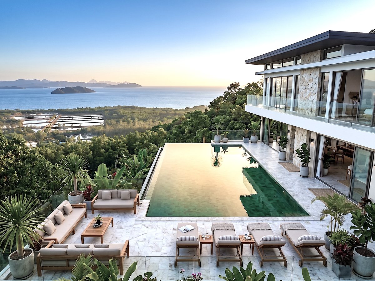 The T Forest — rooftop infinity pool over the Andaman Sea at dawn